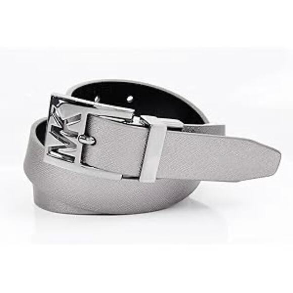 Michael by Michael Kors Twist Reversible Leather Belt – Black & Silver (XL) - Picture 1 of 12
